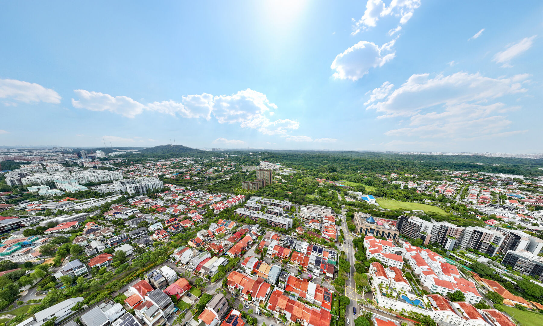 Aerial view over the Bukit Timah landscape