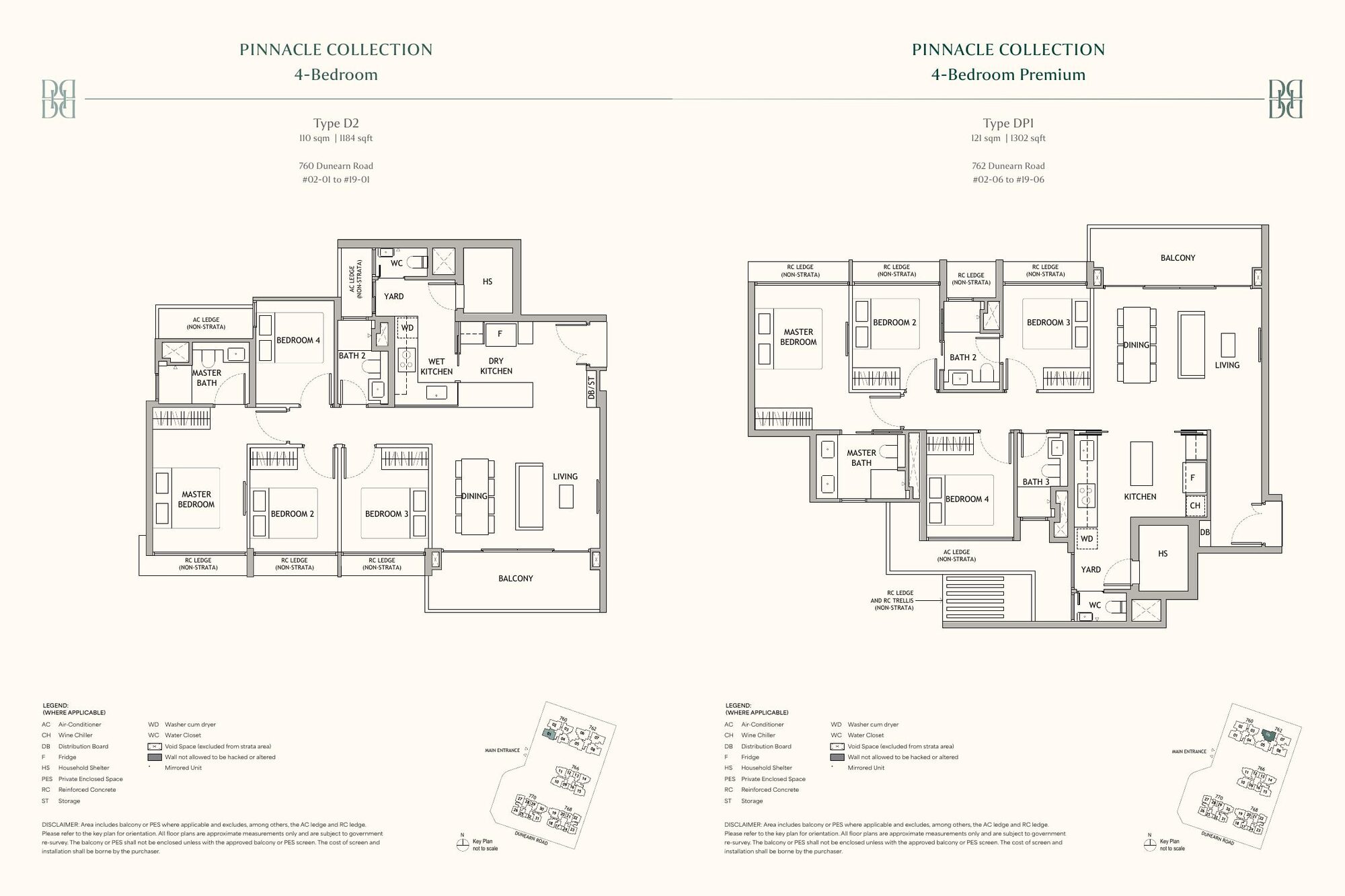 4-Bedroom D2 and 4-Bedroom Premium DP1 floor plans