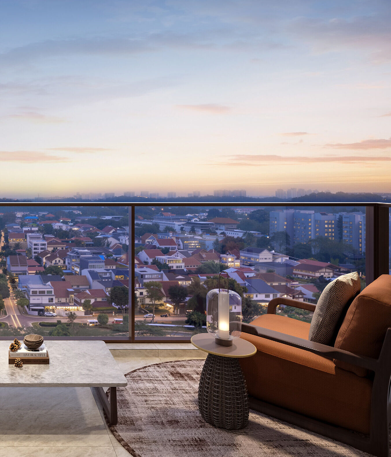 Unobstructed views over Bukit Timah from a Dunearn House balcony — artist's impression